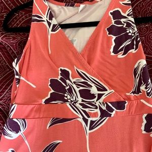 Old Navy coral floral print maxi dress size small